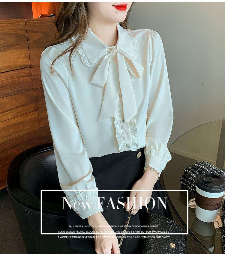 【tops】リボン付きシャツトップス　M28974