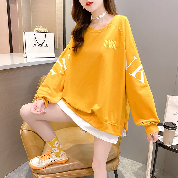 【tops】選べる5色！ラウンドネック長袖英字柄ファッションゆったり着回しパーカーF0673