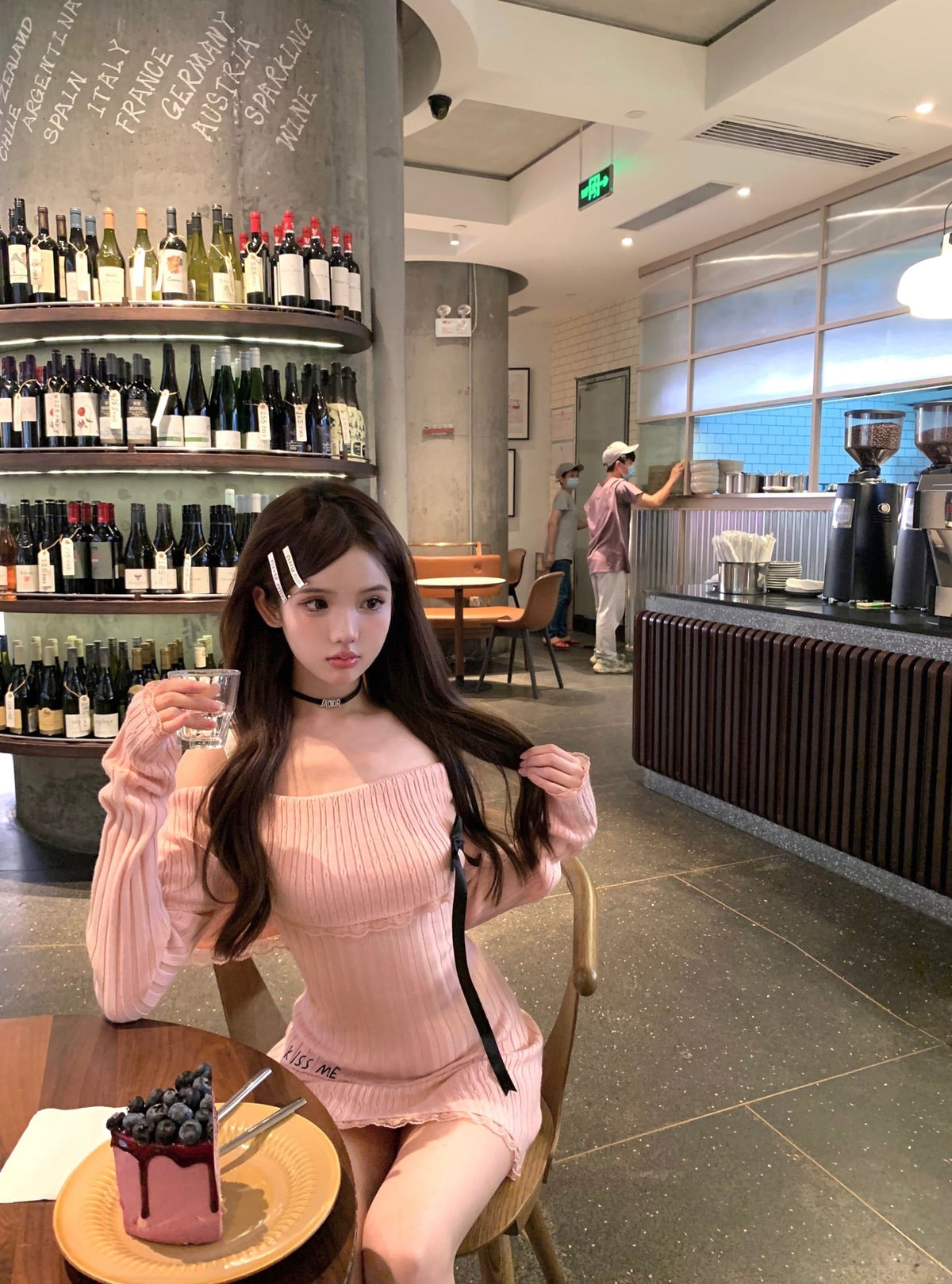 【dress】オフショルダーニットワンピース　M28656