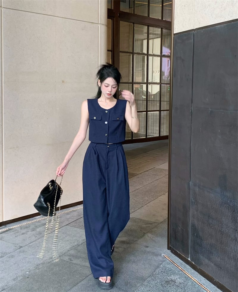 【set】ベスト×ワイドパンツセット　M24602