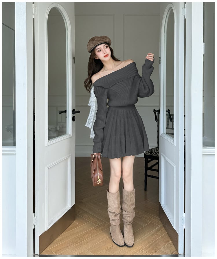 【dress】ボートネックニットワンピース　M27486