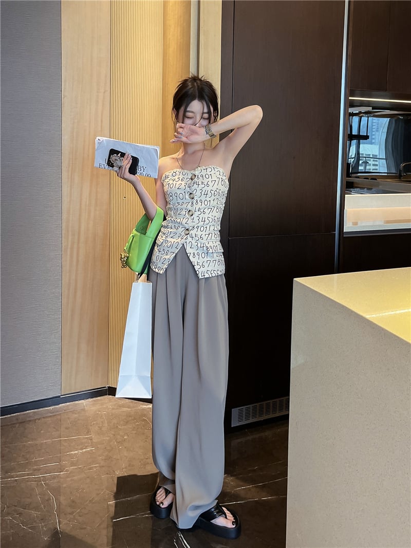 【set】ベアトップ×ワイドパンツセット　M24364