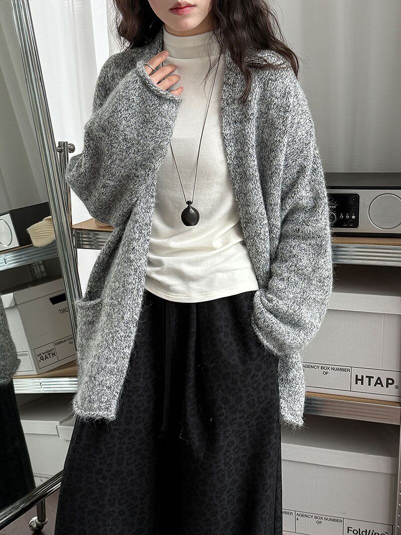 【outer】ロングニットカーディガン Q7301