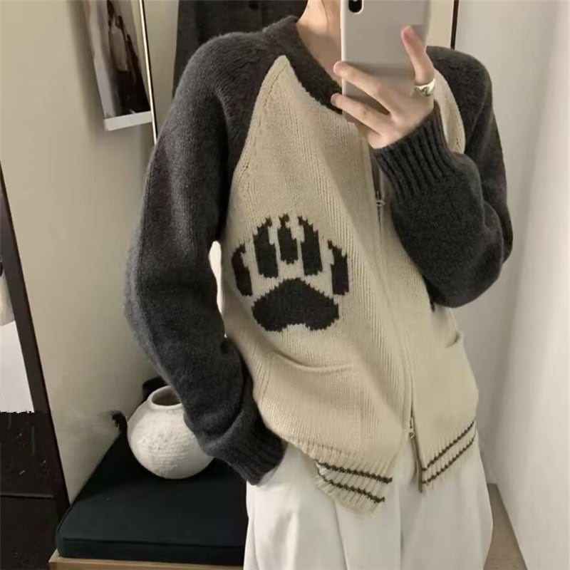 【outer】配色ニットカーデ　M28920