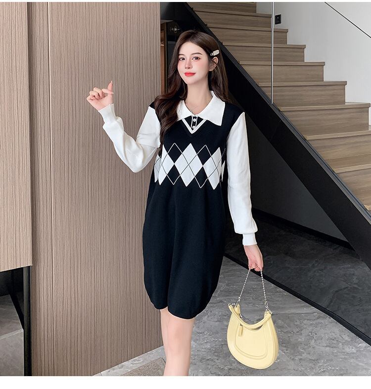 【dress】ドッキングニットワンピース　M18690
