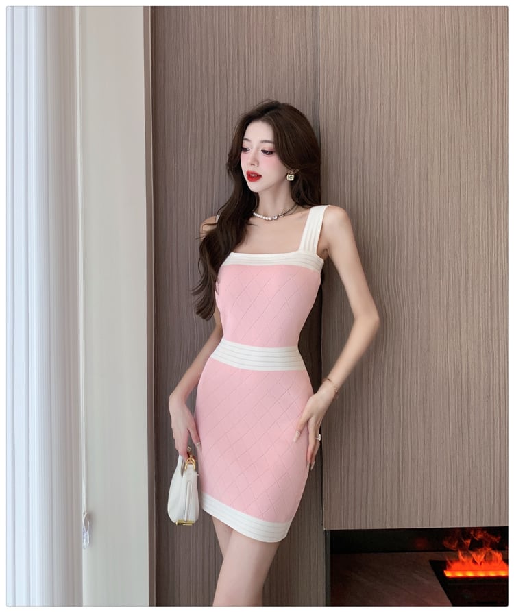 【dress】カラーマッチングニットキャミワンピース G21300
