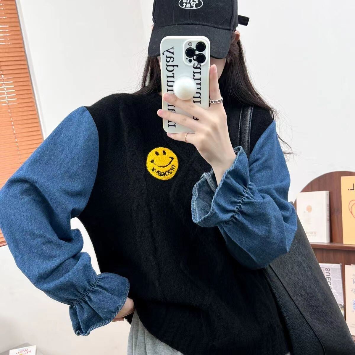 【tops】ドッキングニットセーター　M18457