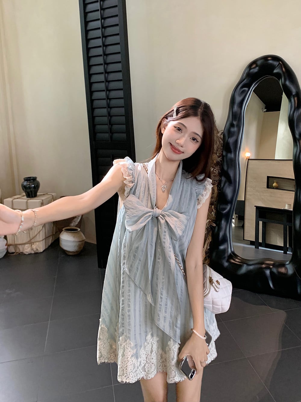 【dress】レースリボン付きワンピース　M25059