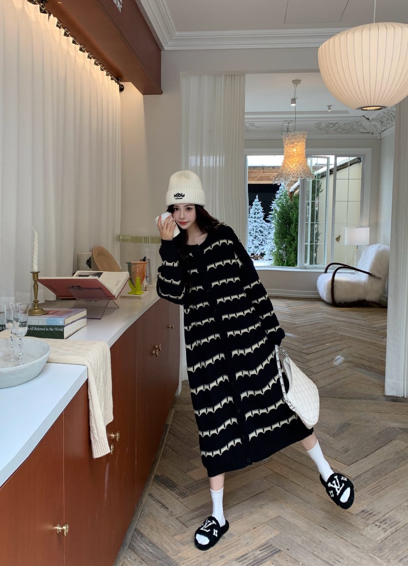 【dress】ボーダー柄ニットワンピース　M28377