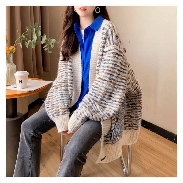 【outer】Vネックニットカーデ　M25755