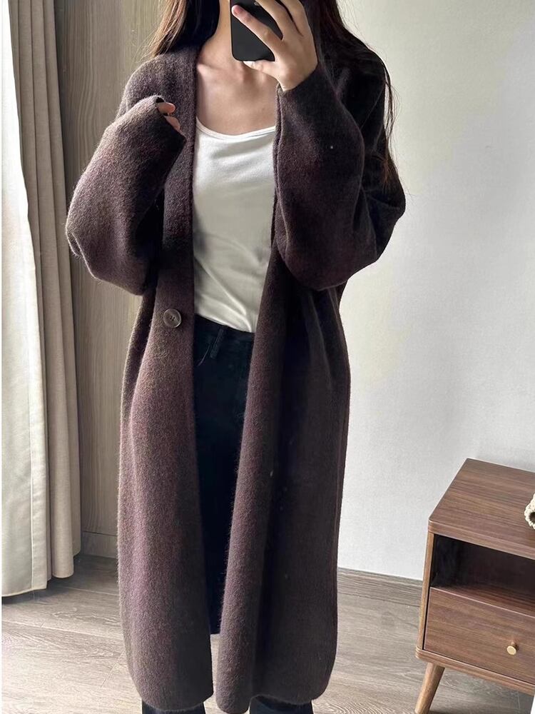 【outer】ロングニットカーディガン Q7034