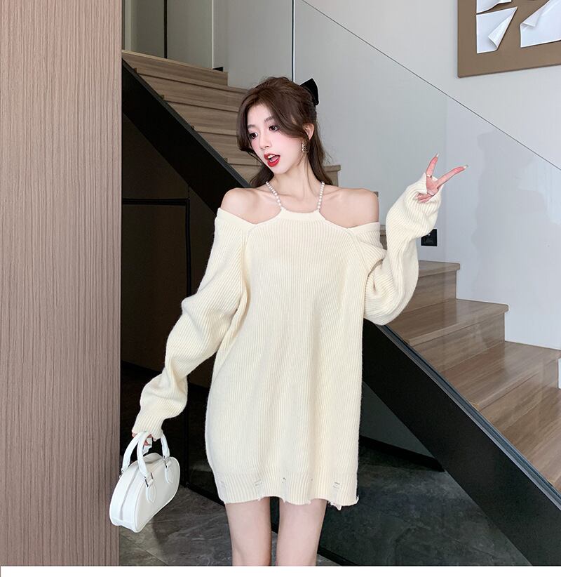【dress】オフショルダーニットワンピース　M18621