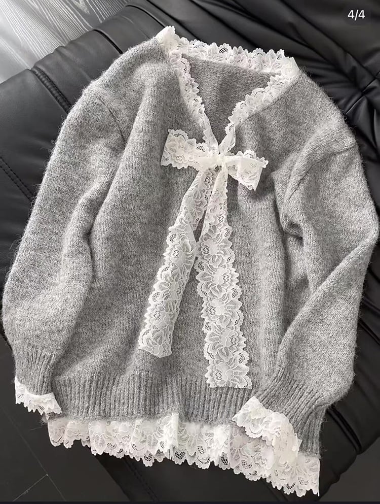 【tops】レース切り替ニットセーター　M27085