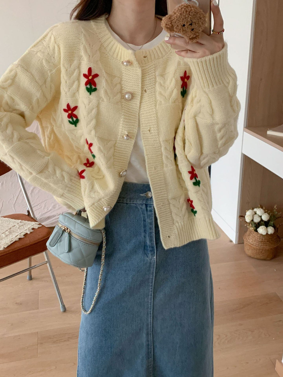 【outer】刺繍ニットカーデ　M27853
