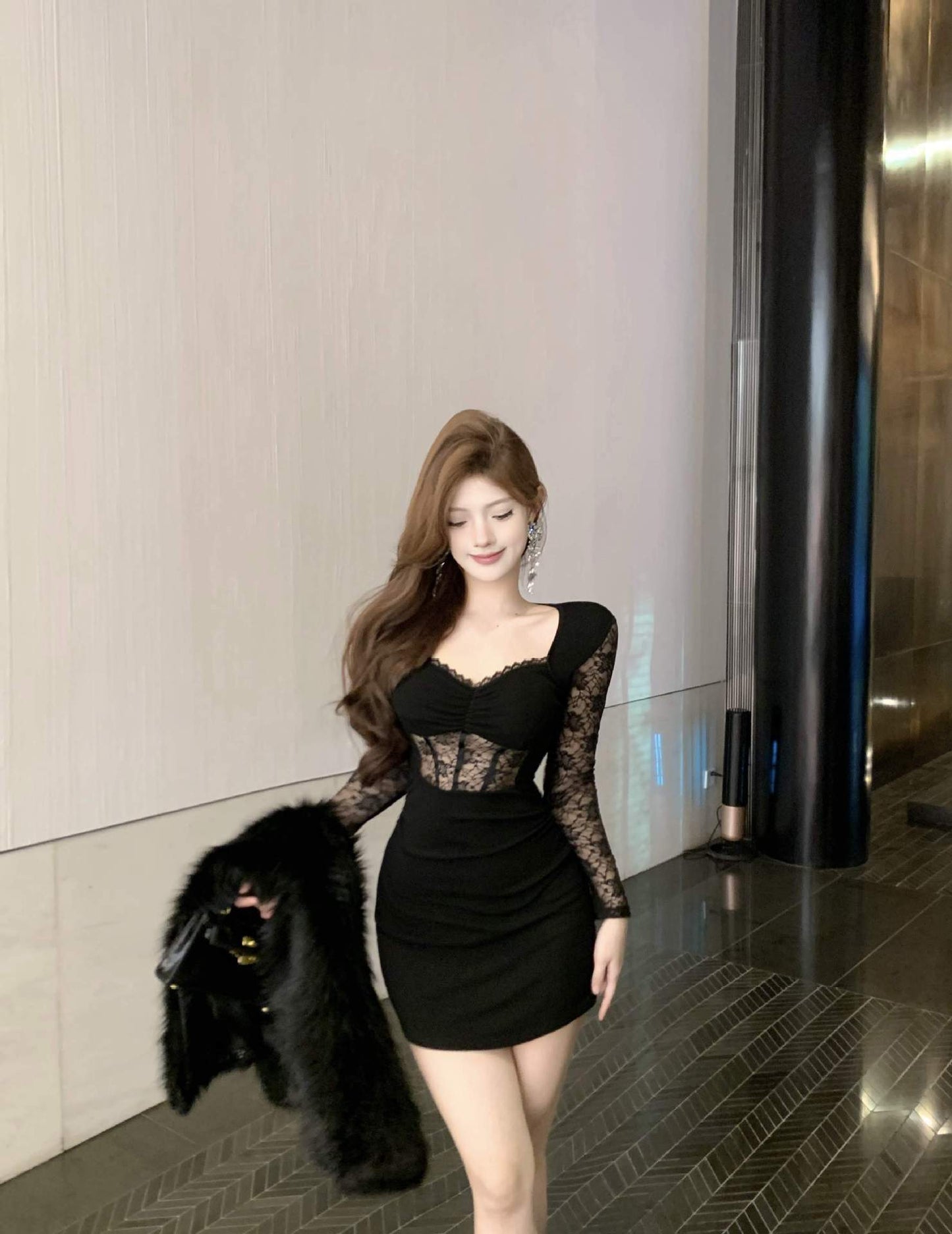 【dress】レース切り替えワンピース　M29606