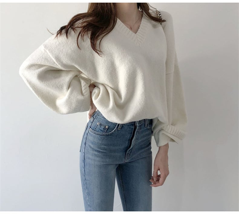 【tops】Vネックニットセーター　M25615