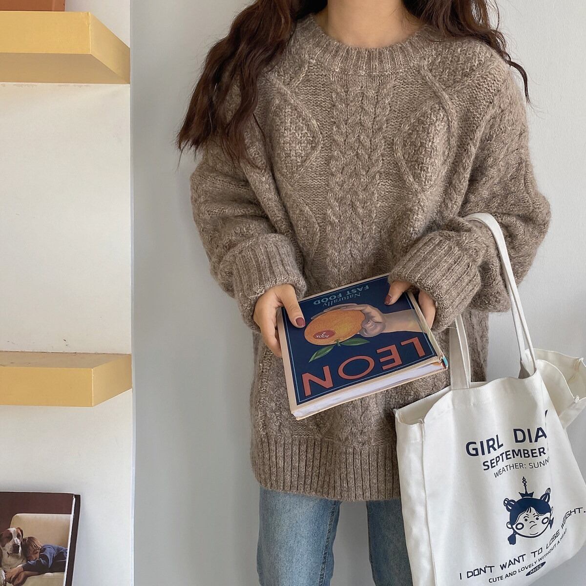 【tops】クルーネックニットセーター　M19014