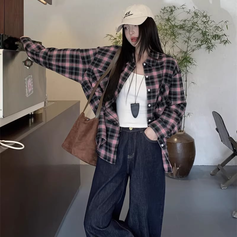 【tops】チェック柄シャツ Q8182