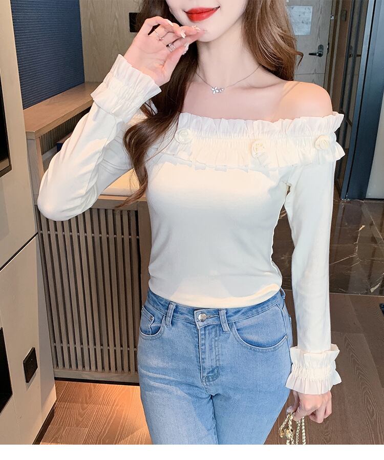 【tops】オフショルダー長袖Tシャツ　M28695