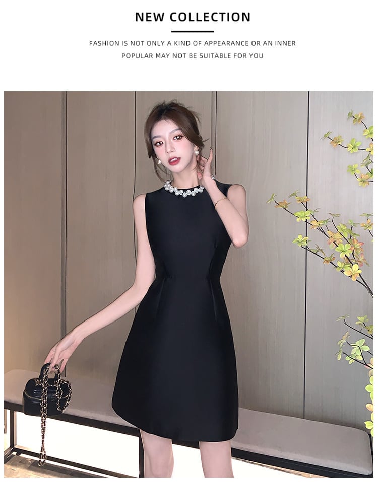 【dress】ノースリーブビーズAラインワンピース G21537