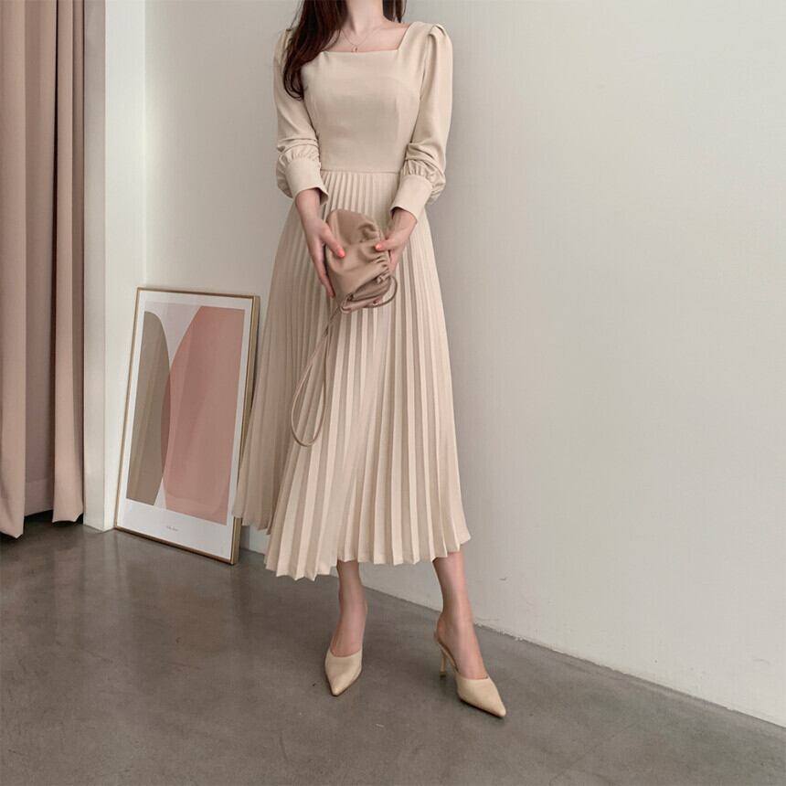 【dress】好感度UP!気質満点レトロスウィート長袖淑女着痩せレディースワンピース G1699