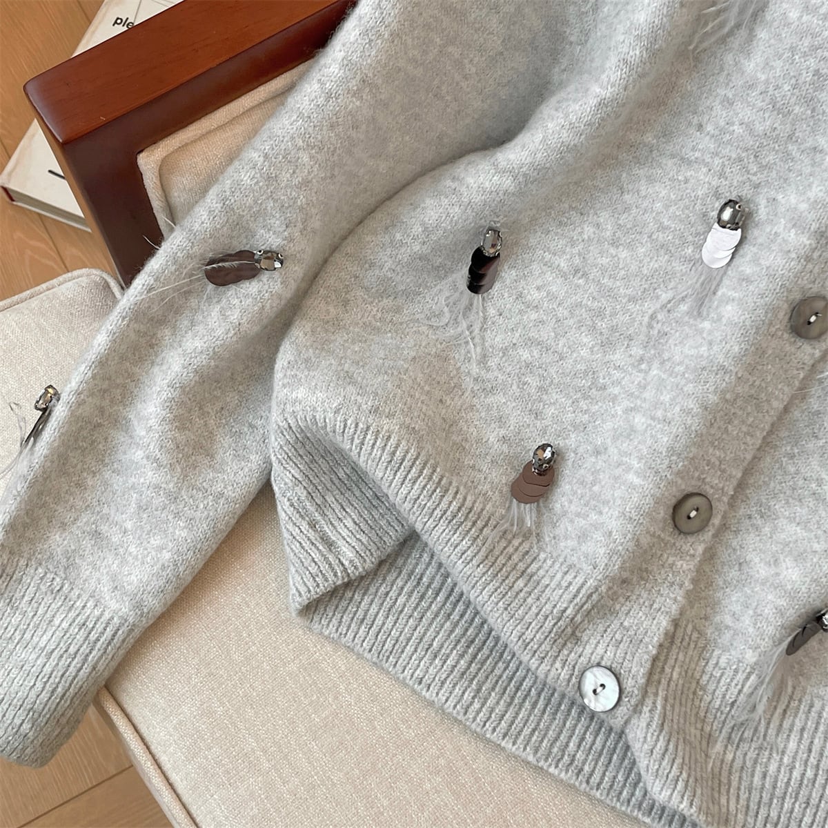 【outer】スパンコールニットカーデ　M29221