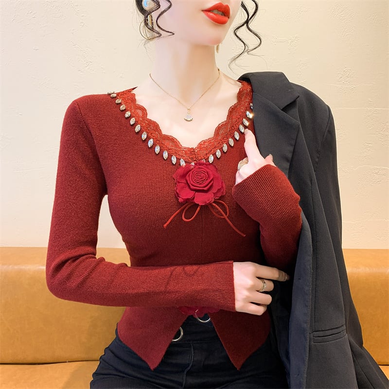 【tops】立体フラワーニットトップス　M27793