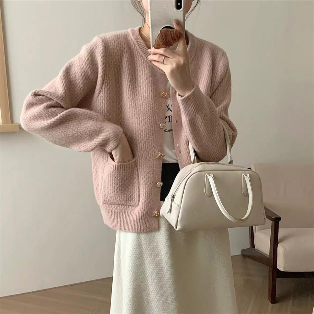 【outer】クルーネックニットカーデ　M25982