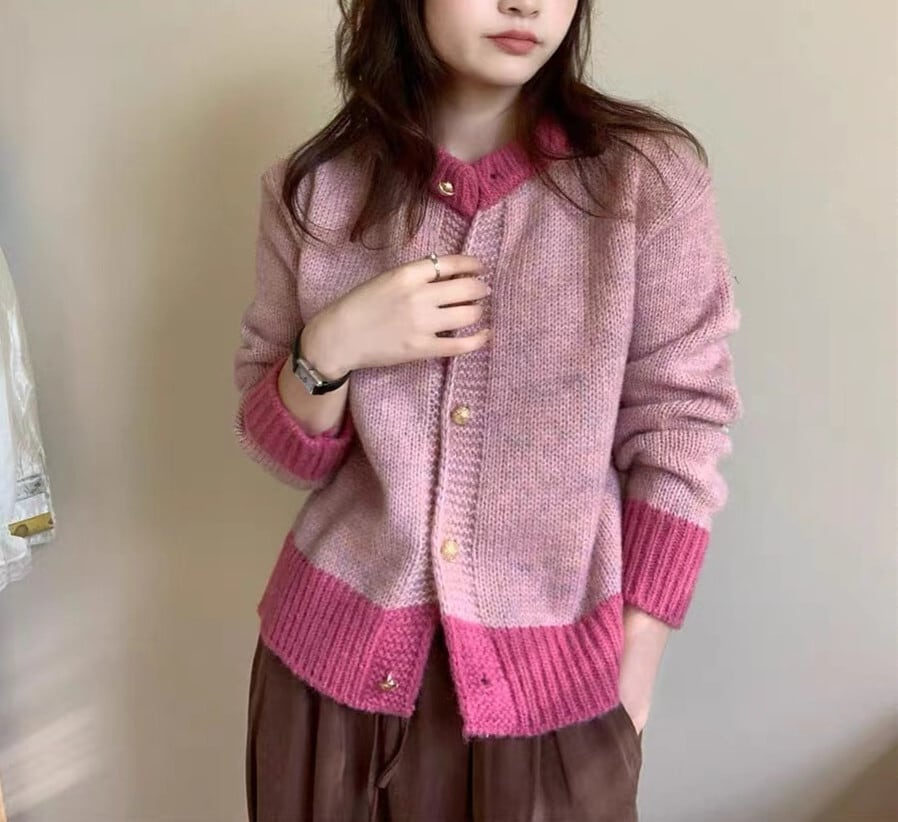 【outer】配色ニットカーデ　M28915