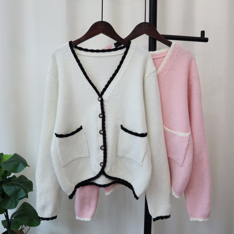 【outer】Vネックニットカーデ　M25697