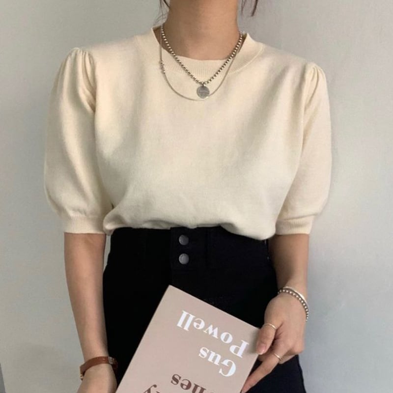 【tops】5色ニットＴシャツF7426