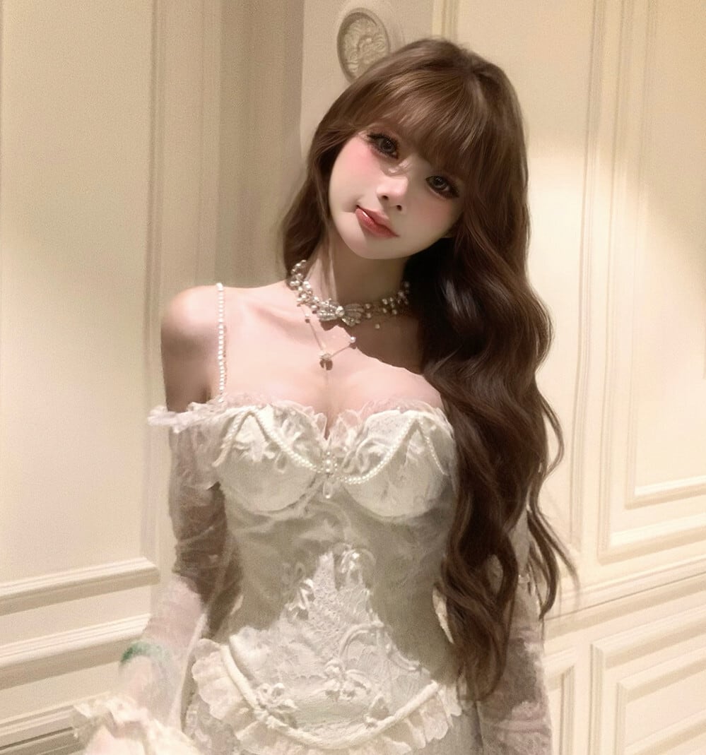 【set】ベルスリーブレーストップス×マーメイドスカートセット N3414