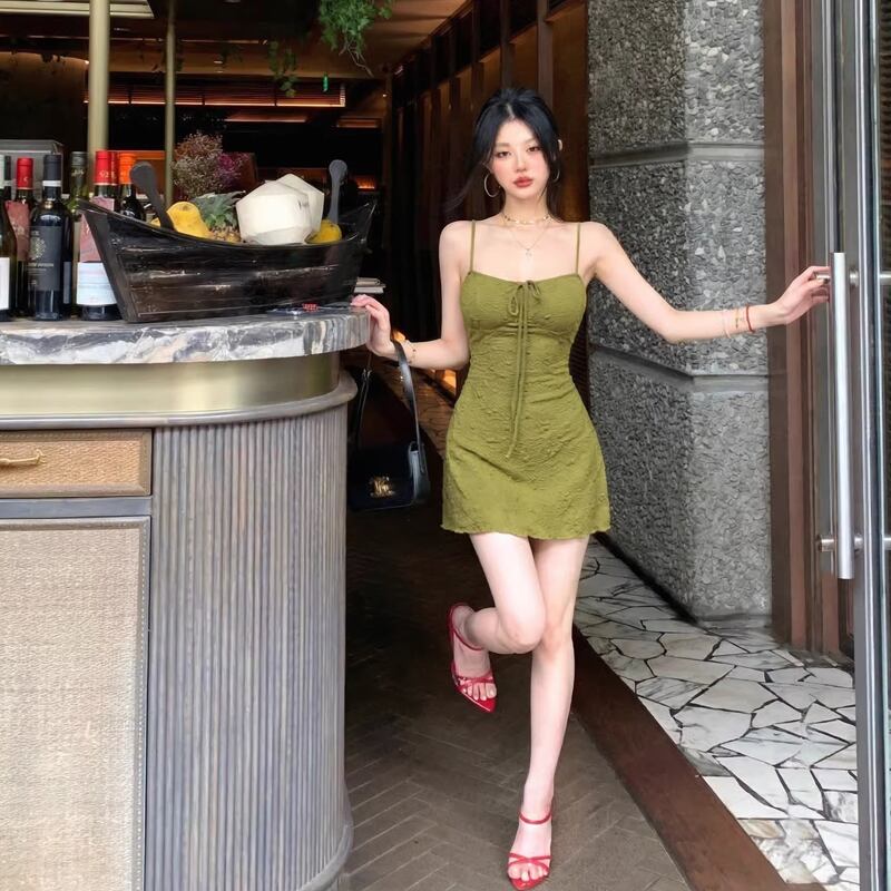 【dress】リボン付きキャミワンピース Q8327
