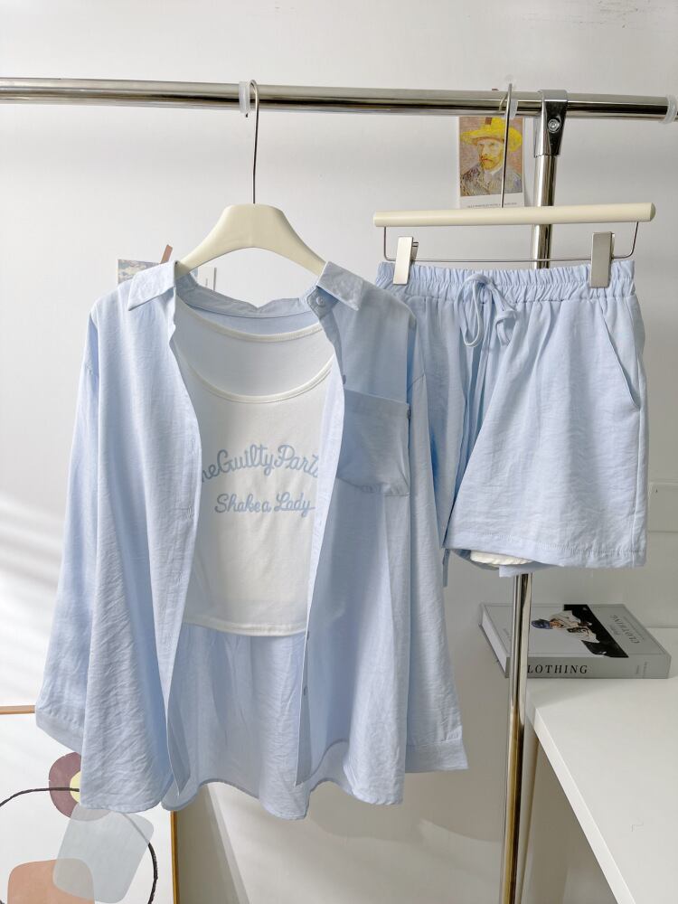 【set】キャミソール×シャツ×ショートパンツセット　M29919