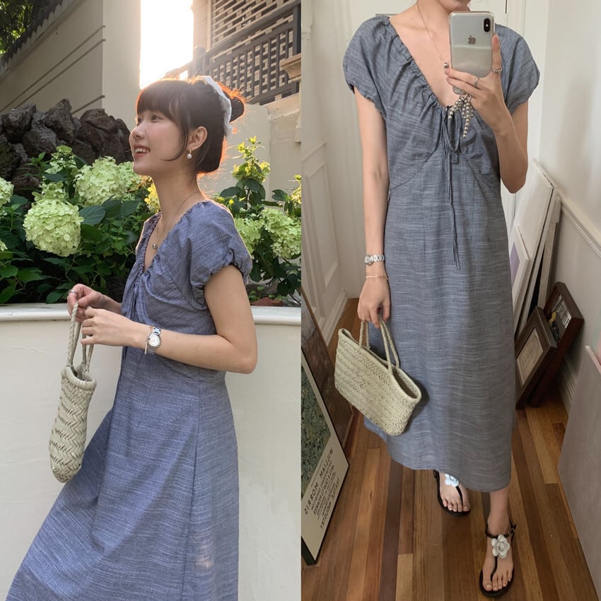 【dress】Vネックワンピース　M24642
