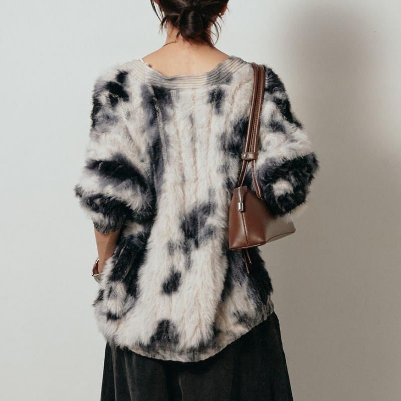 【outer】3色展開ファー付きニットカーディガン Q7655