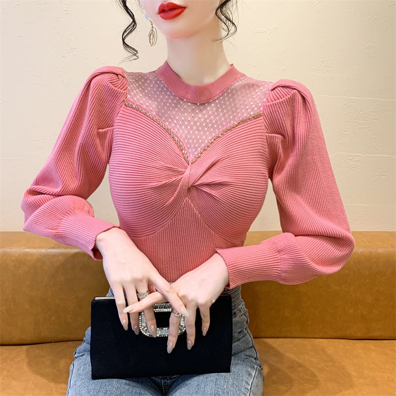 【tops】ビジュードッキングニットトップス　M27771