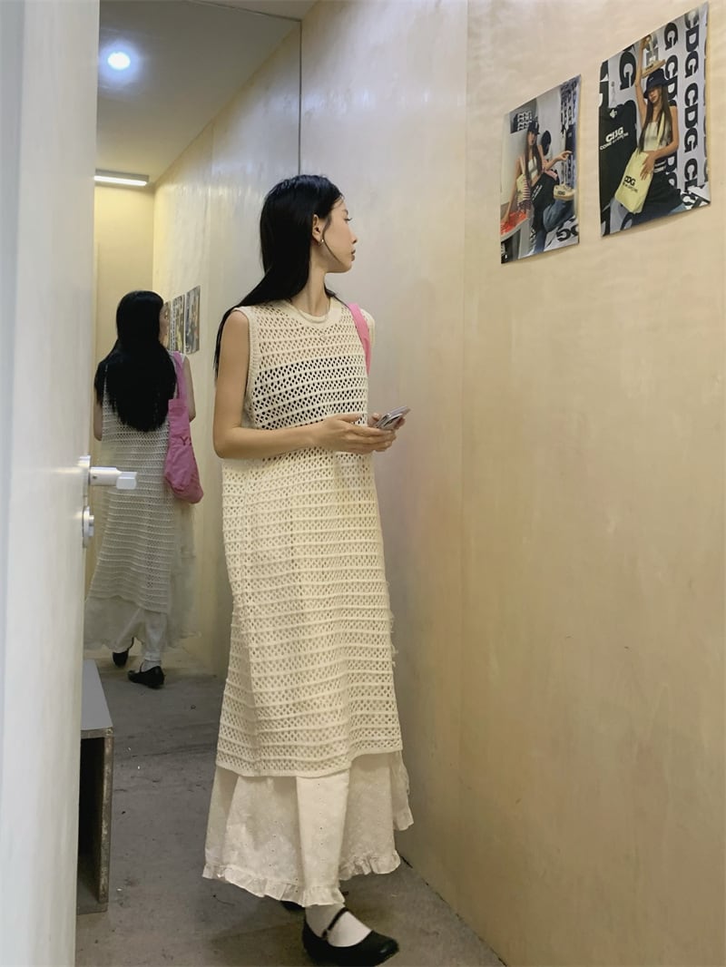【dress】カットワークフリンジワンピース　M24756