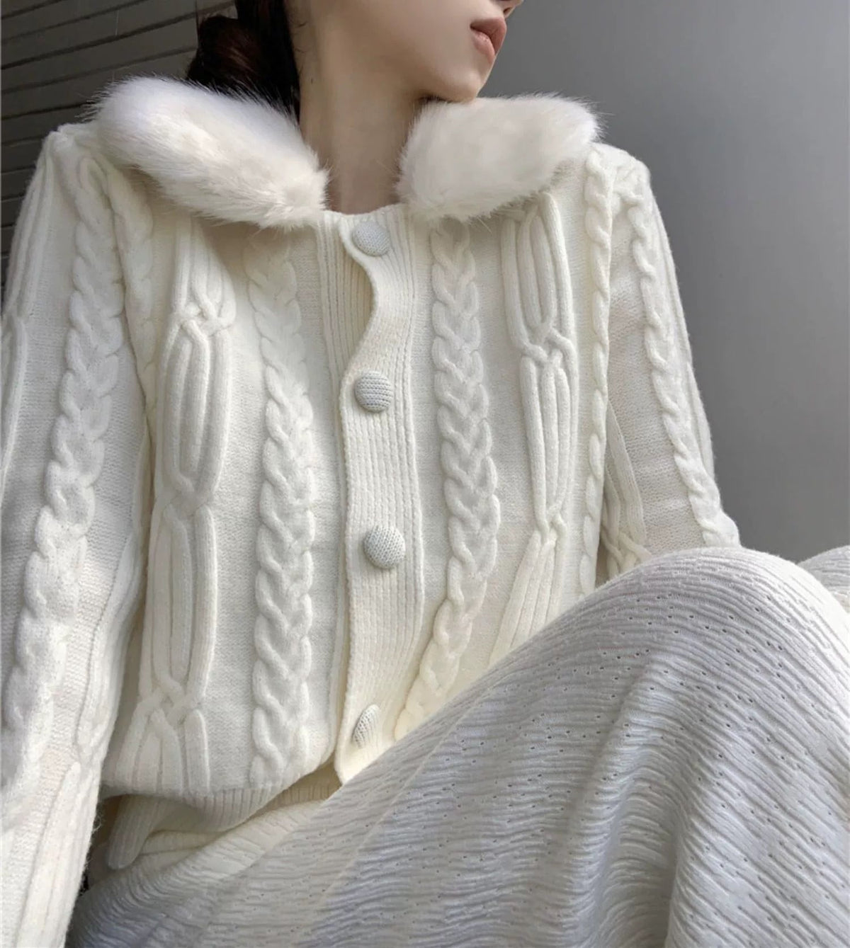 【outer】ファーニットカーデ　M26201