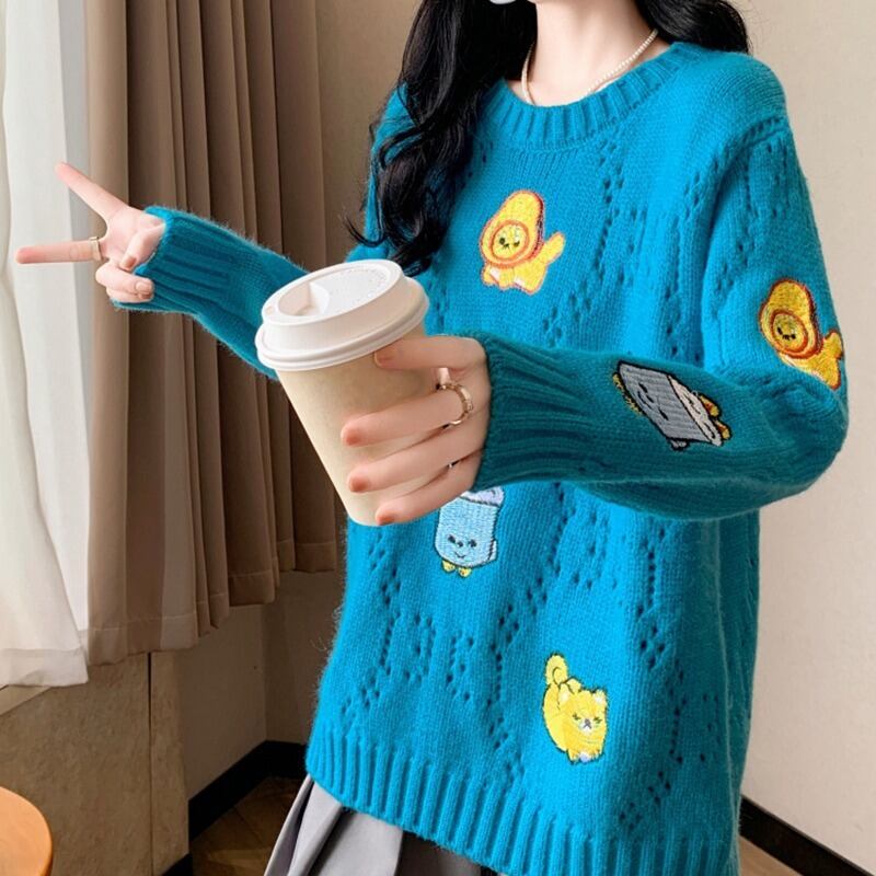 【tops】カートゥーンニットセーター　M19175