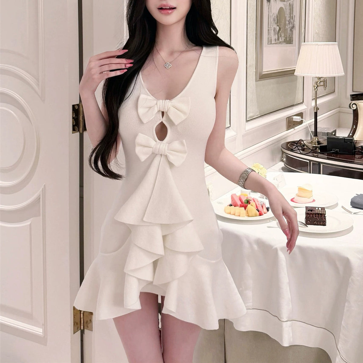 【dress】リボンミニワンピース　N3540