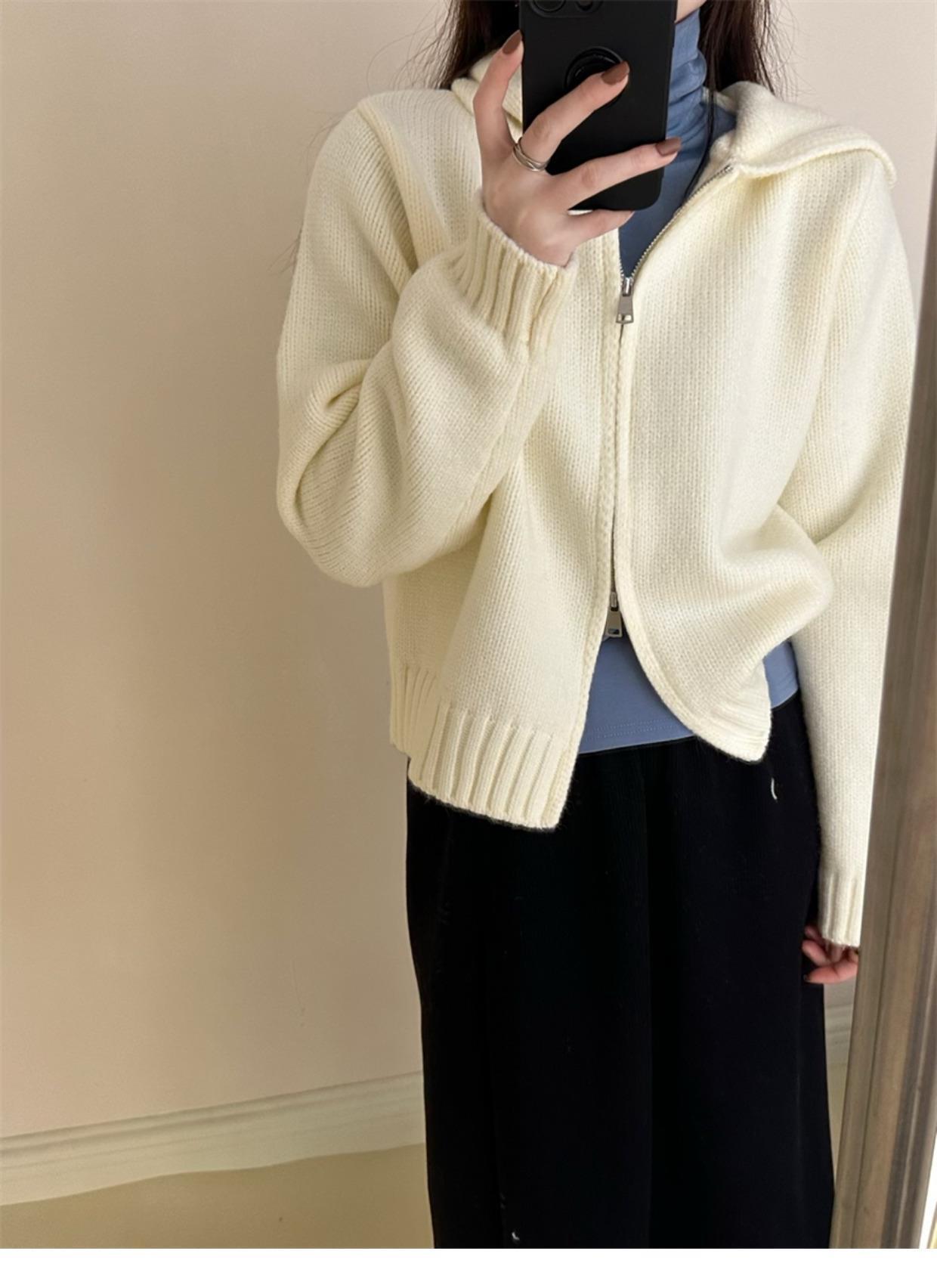 【outer】フード付きニットカーデ　M28652