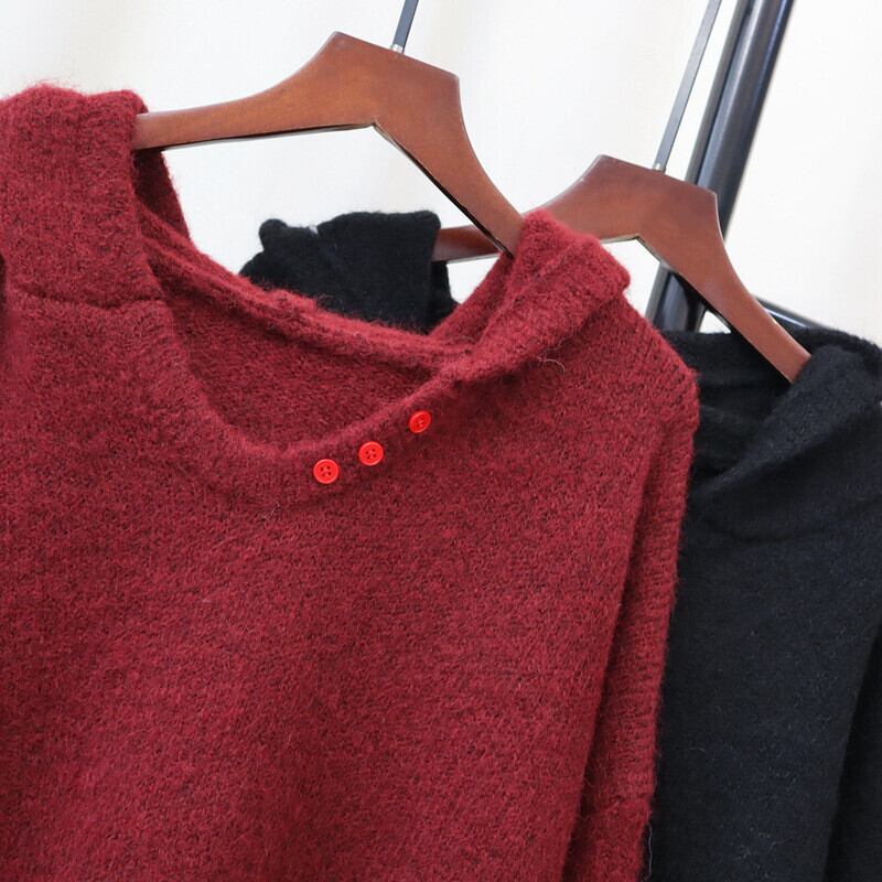 【tops】フード付きニットセーター　M28593