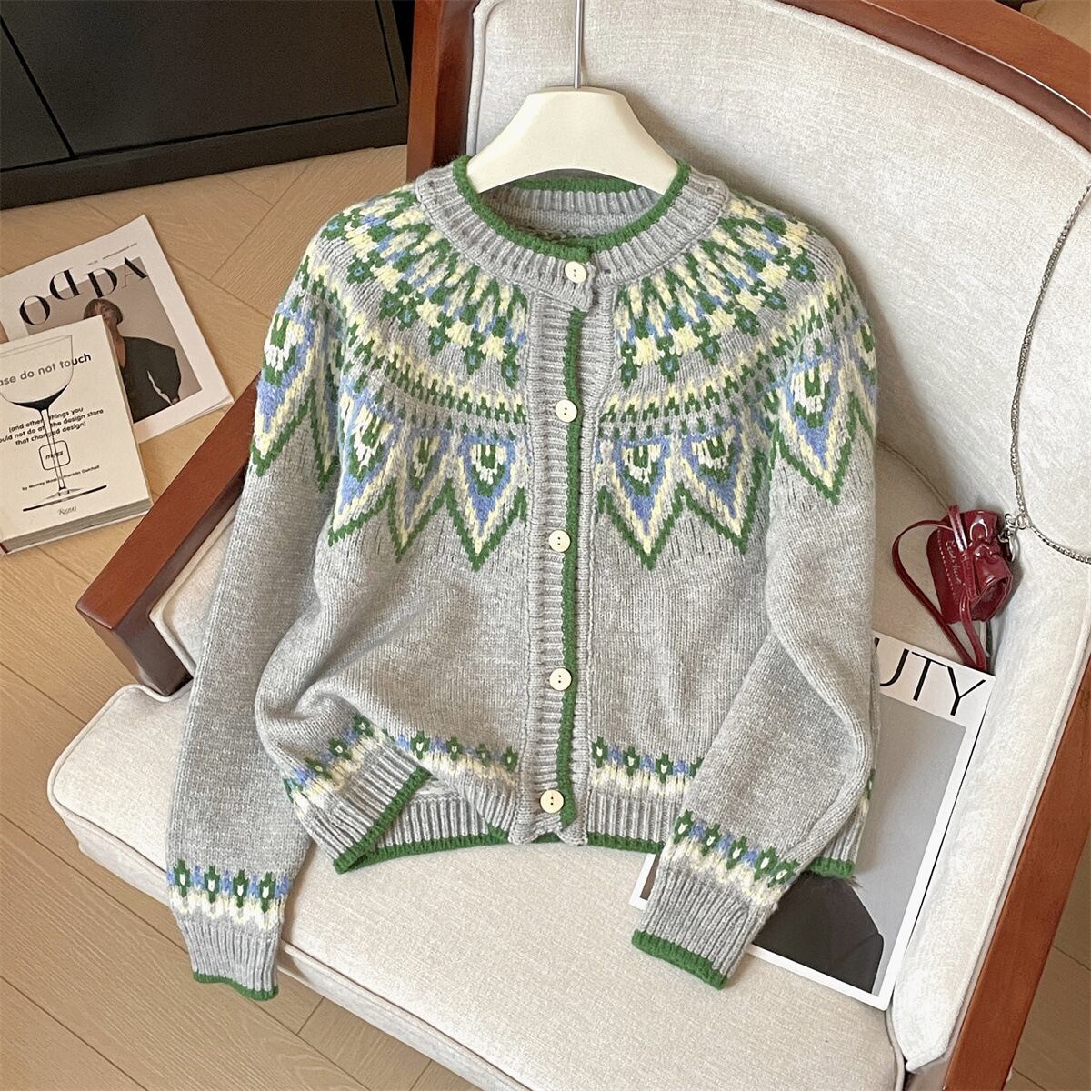 【outer】クルーネックニットカーデ　M29186