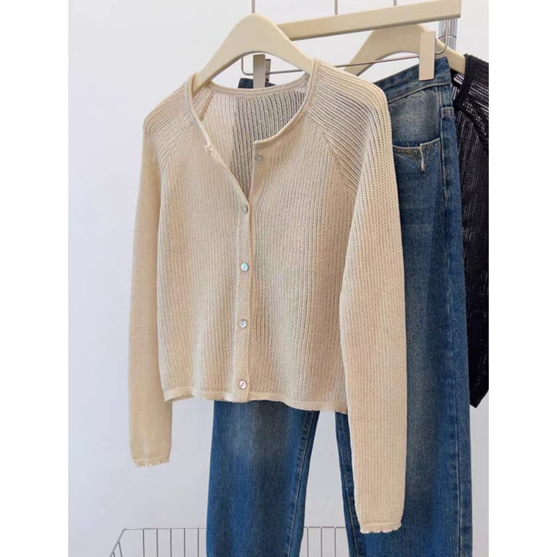 【outer】カットワークニットカーデ　M25592