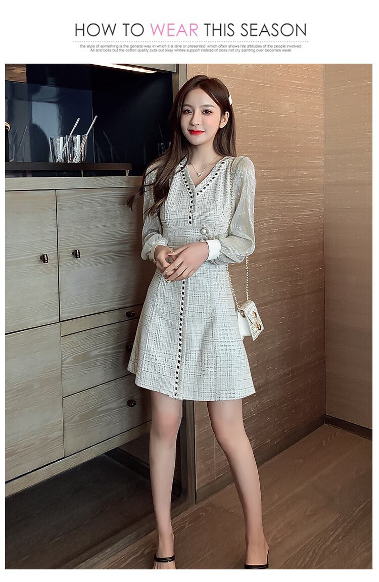 【dress】気質満点春秋スウィート長袖体型カバー着痩せワンピース G1706