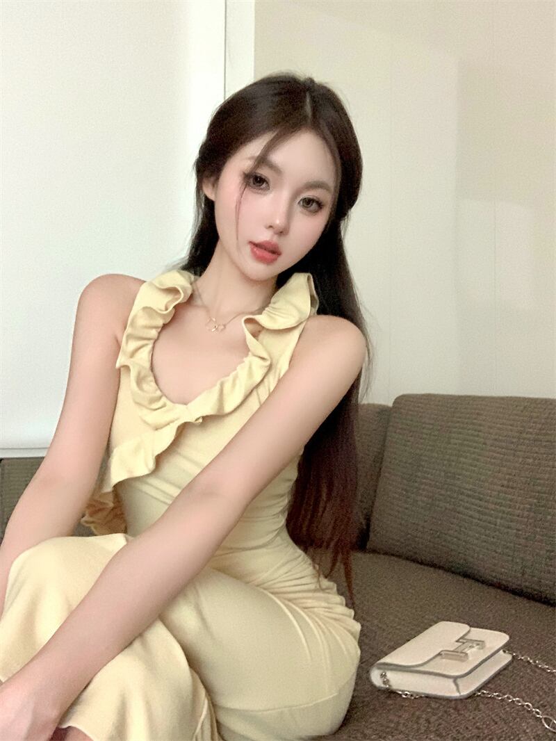 【dress】ギャザースリットワンピース G21324