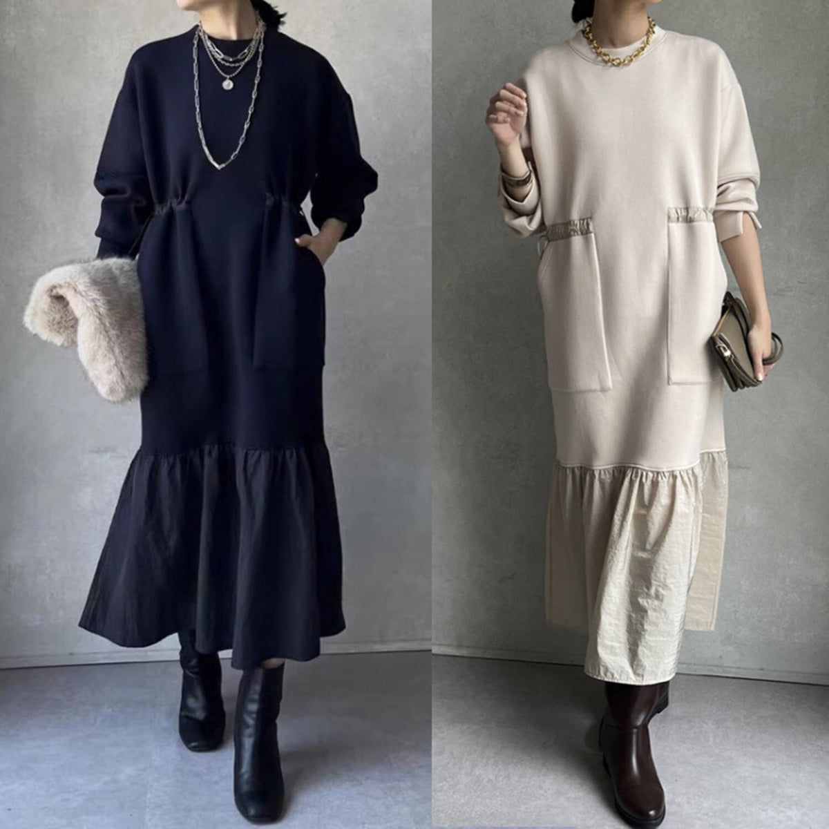 【dress】フレアドッキングカジュアルワンピース　N2899