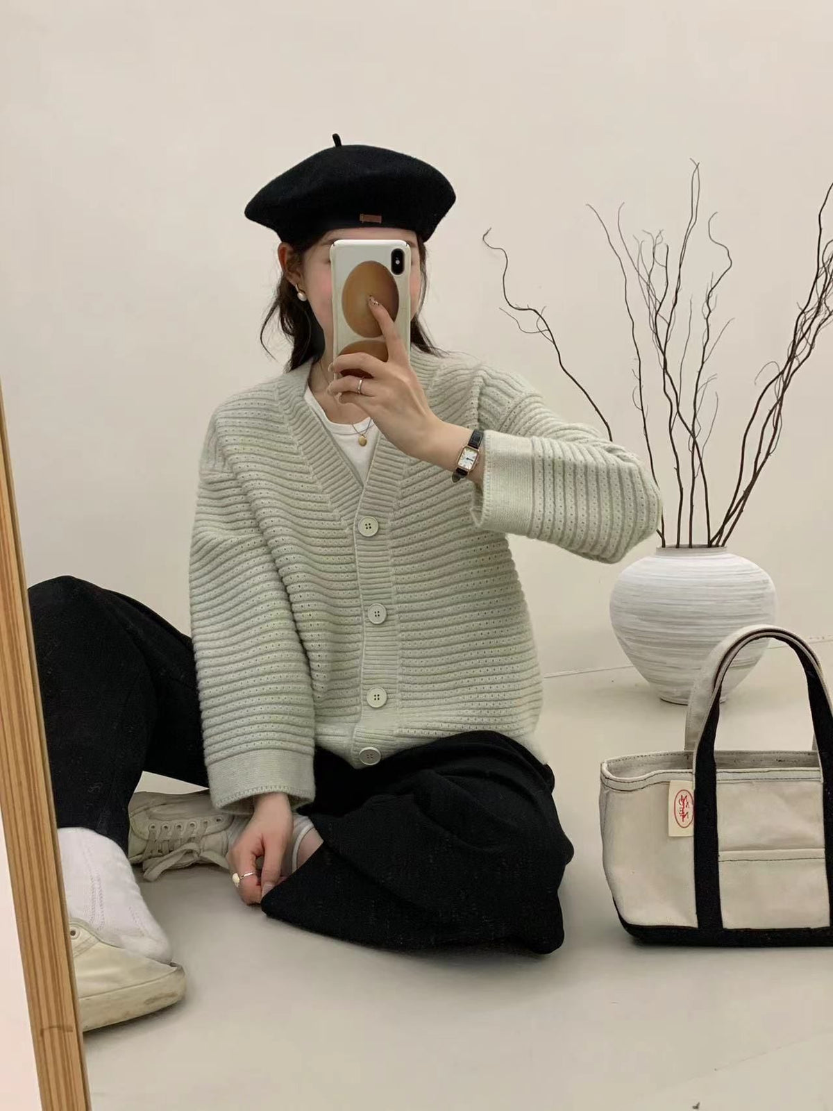 【outer】Vネックニットカーデ　M25863