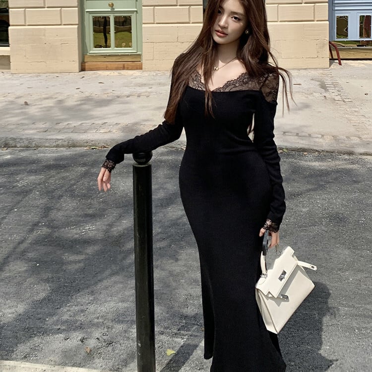 【dress】レースドッキングワンピース　M27754